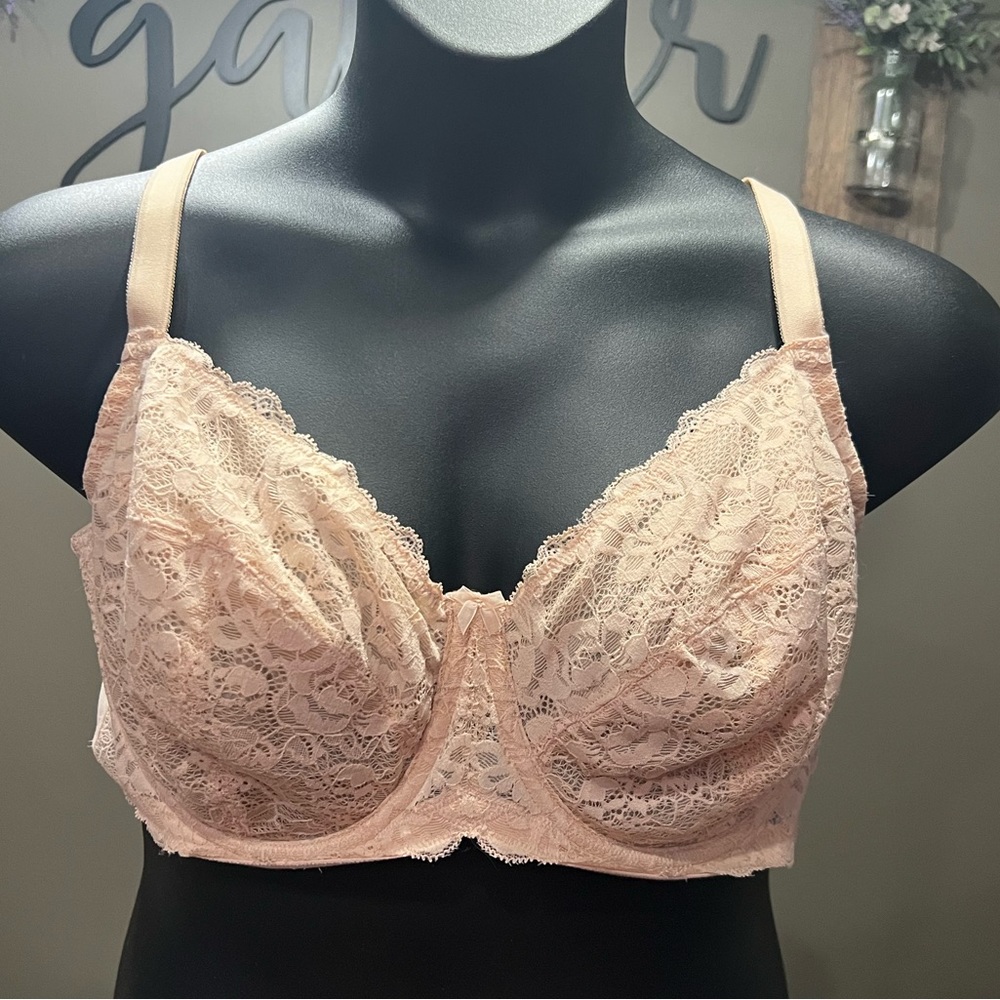 Full-Coverage Unlined Lace Straight Back Bra